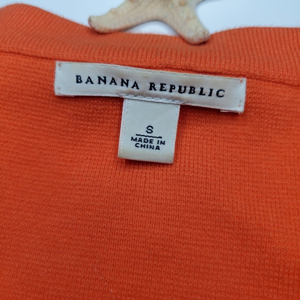 Banana Republic I ORANGE Sweater Cardigan w/Pockets and Gold Buttons Sz S - Picture 4 of 13